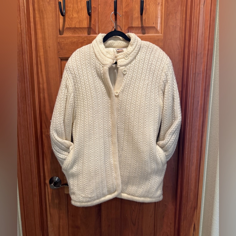 Vintage American Weekend Ivory Knit Puffer Sweater Jacket XL